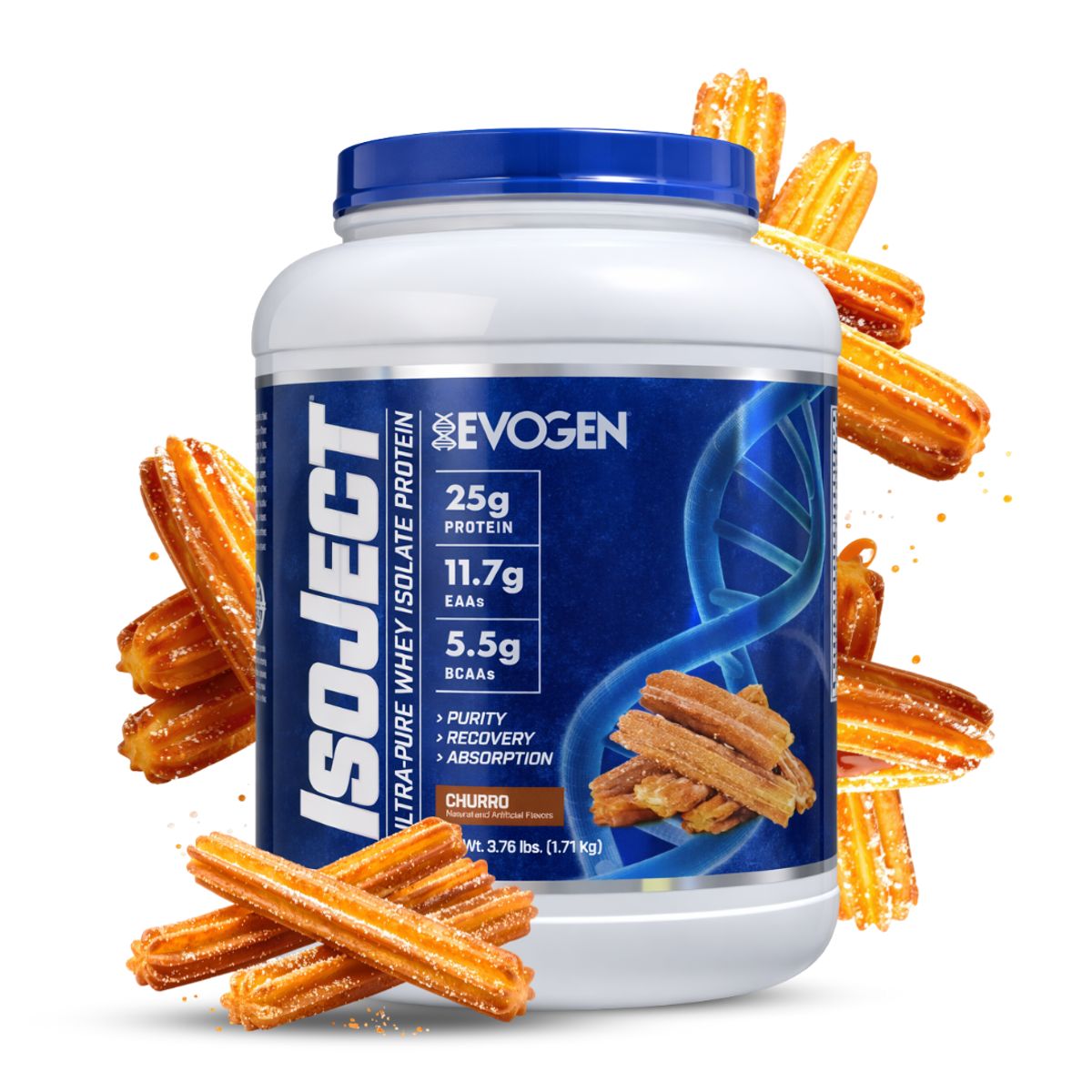 EVOGEN - ISOJECT 3.76 LB Proteina Isolate Evogen - Churro + Shaker + Embudo