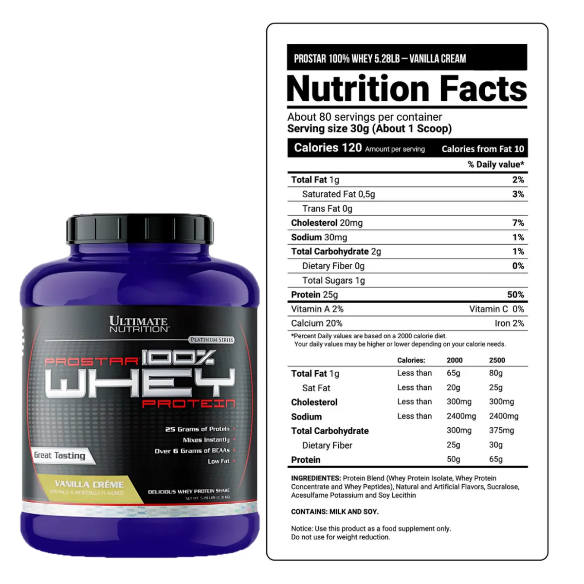 ULTIMATE NUTRITION - Prostar 100 % Whey 5 LB Proteina Ultimate Nutrition - Vainilla Crema