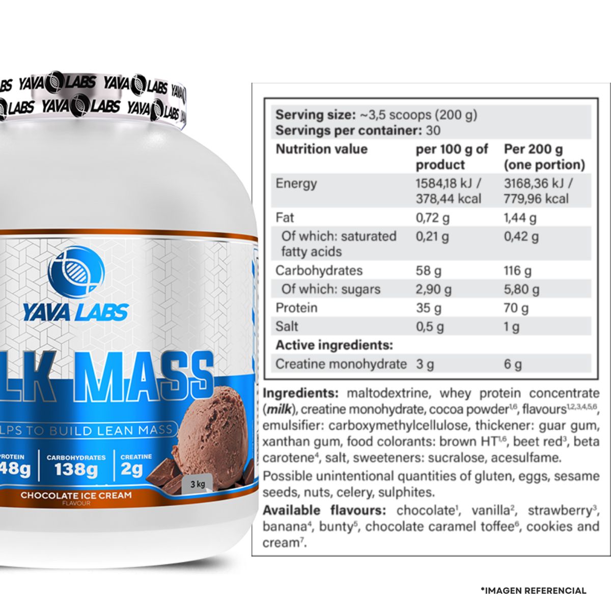 GENERICO - Bulk Mass 3 kg Chocolate - Ganador de Masa Yava Labs