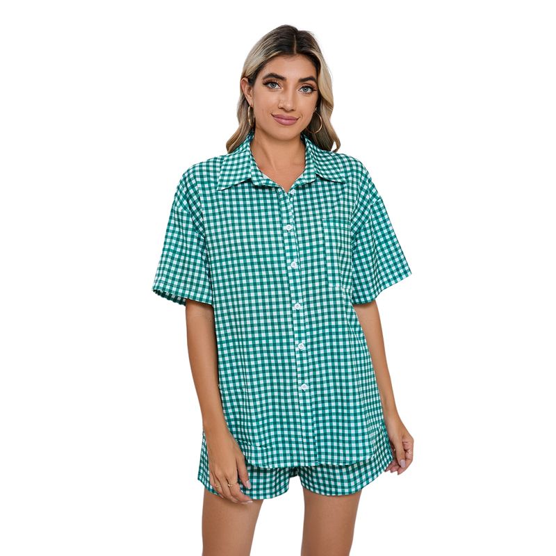BLWOENS - Pijama de verano para mujeres - 2 piezas - Verde