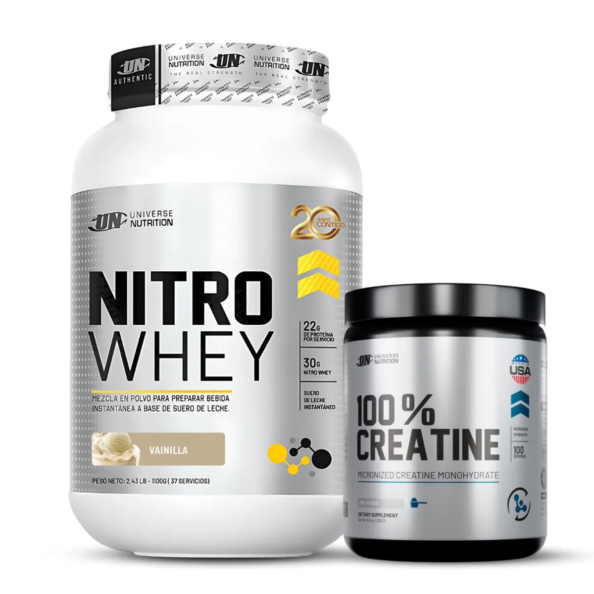 UNIVERSE NUTRITION - Proteina Nitro Whey 1.1 kg Sabor Vainilla + Creatina UN 250g