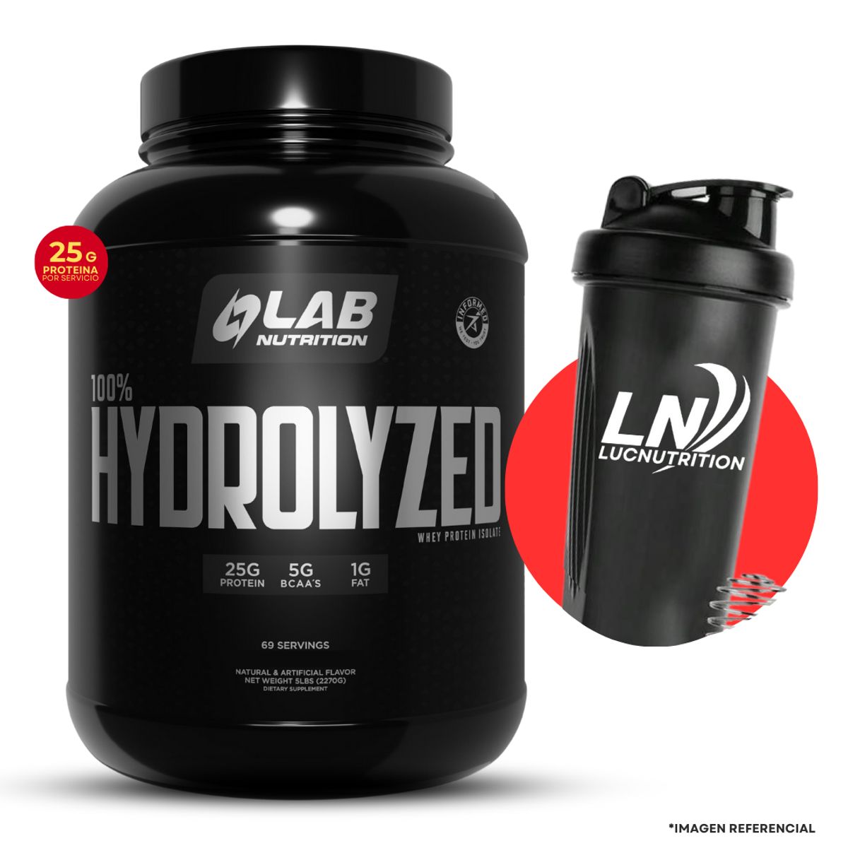 LAB NUTRITION USA - Proteína Lab Nutrition Isolate Hydrolizada 5 Lb CHOCOLATE + Shaker