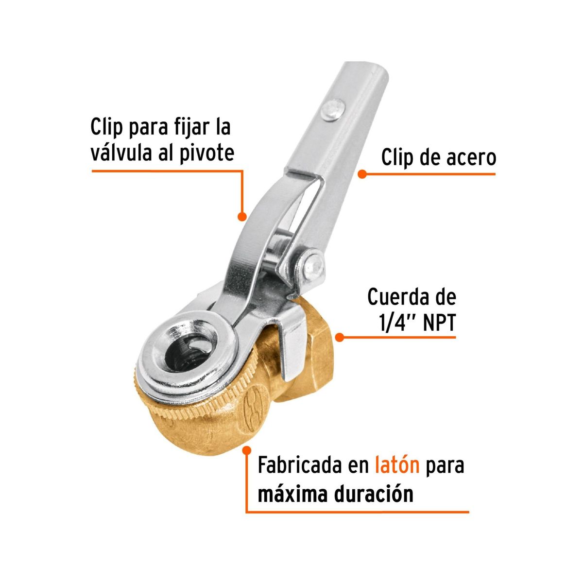 TRUPER - Manguera para 10m +  Cabeza infladora c/clip, hembra, cuerda 1/4