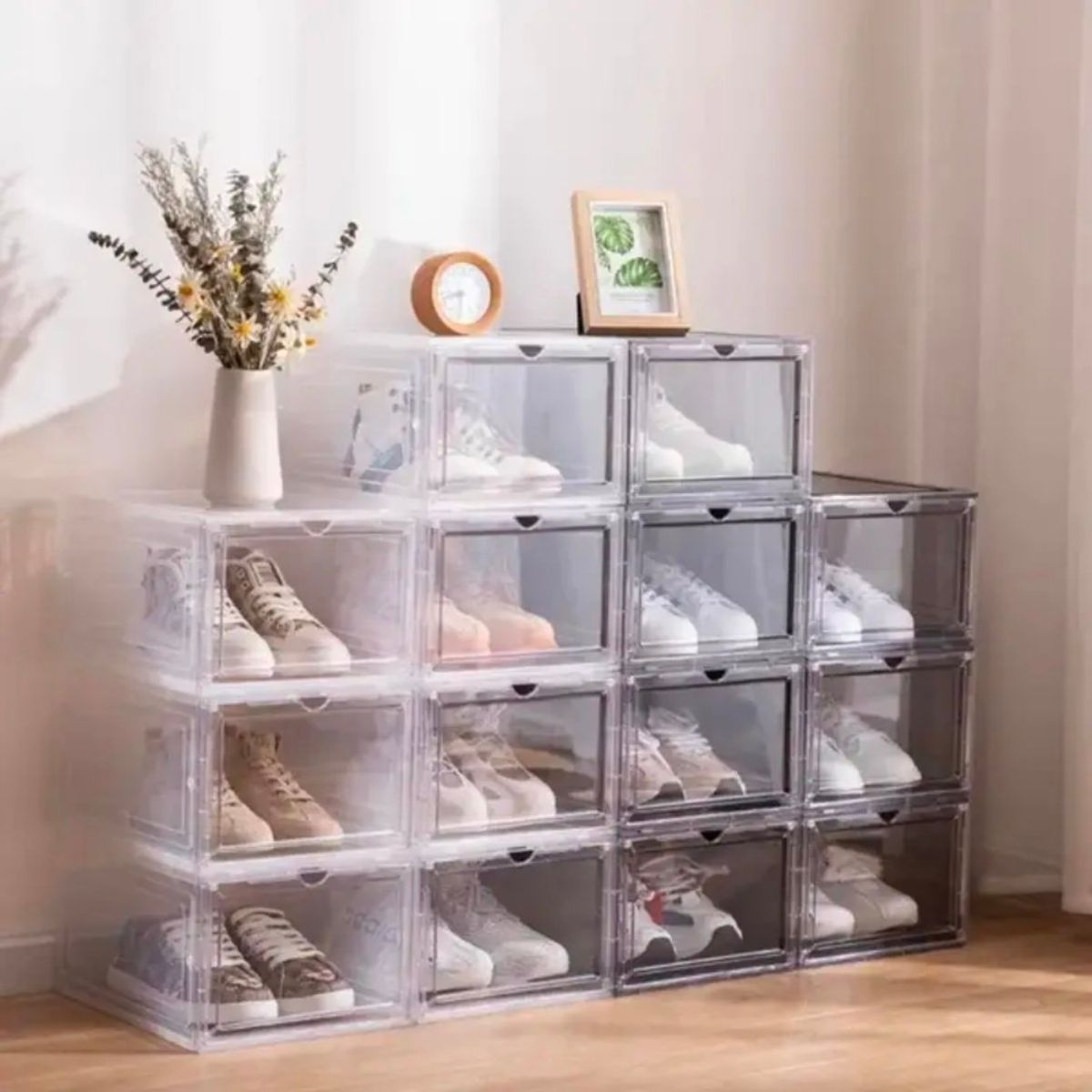 GENERICO - Caja organizadora de zapatos Premium Transparente pack x 3