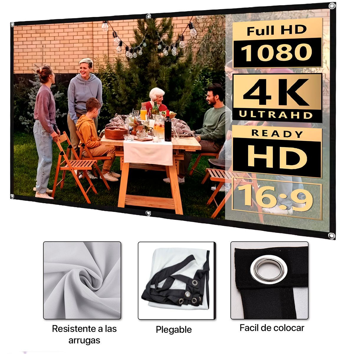 OWLENZ - Pantalla Ecran Reflectiva Para Proyector 100 Pulgadas Owlenz