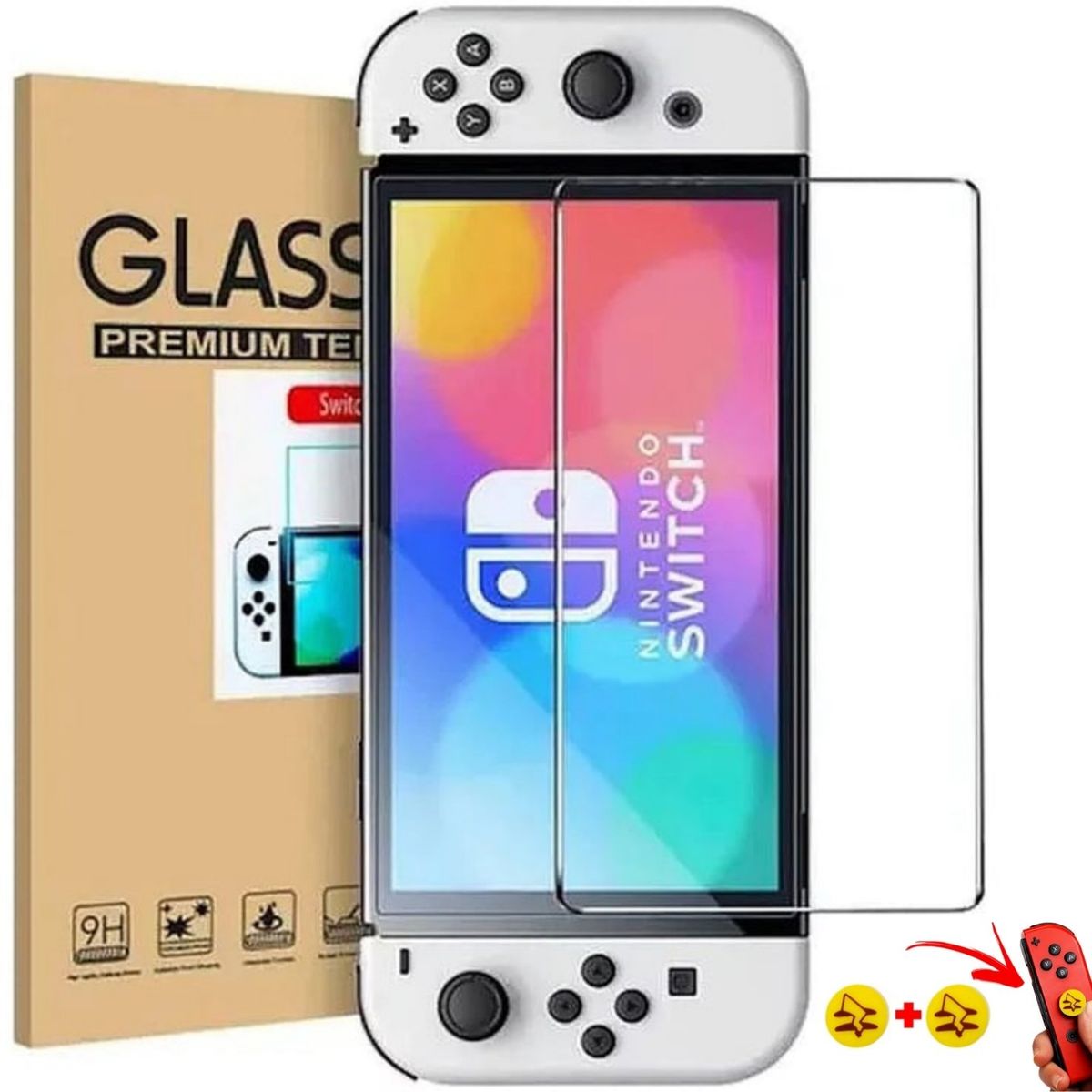 GENERICO - Para Nintendo Switch OLED - Mica + Funda Estuche Protector case -NEGRO