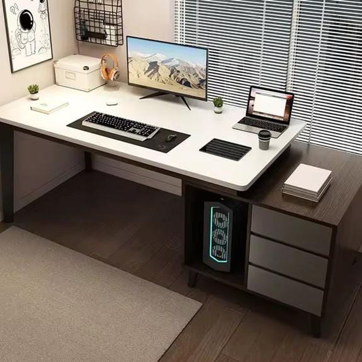 DMUEBLES - DM ESCRITORIO EXCELL DE 160 CM - BLANCO/NOGAL