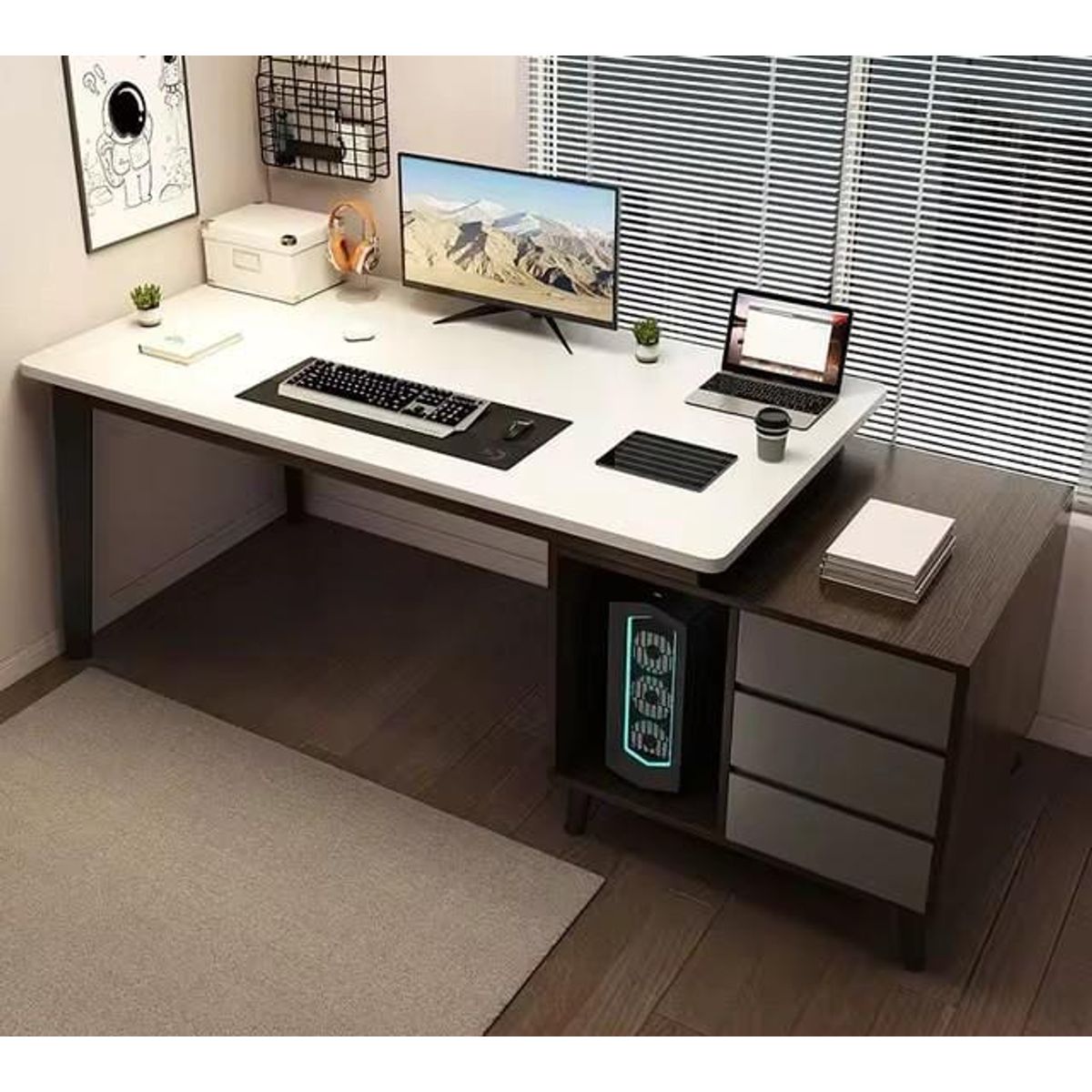 DMUEBLES - DM ESCRITORIO EXCELL DE 160 CM - BLANCO/NOGAL