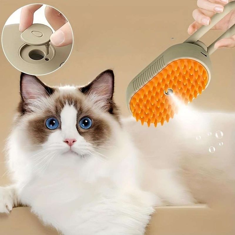 GENERICO - CEPILLO PEINE A VAPOR PARA GATOS PERROS MASAJEADOR 3 EN 1