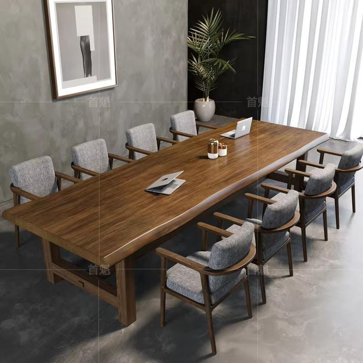 DMUEBLES - DM MESA CONFERENCIA PRIMU 300 CM + SILLONES - GRIS