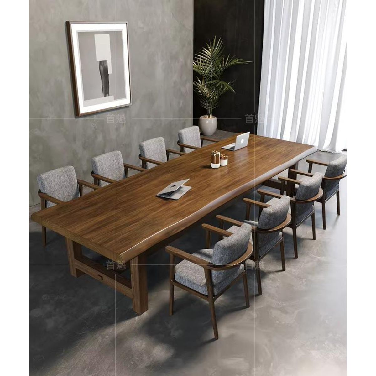 DMUEBLES - DM MESA CONFERENCIA PRIMU 300 CM + SILLONES - GRIS