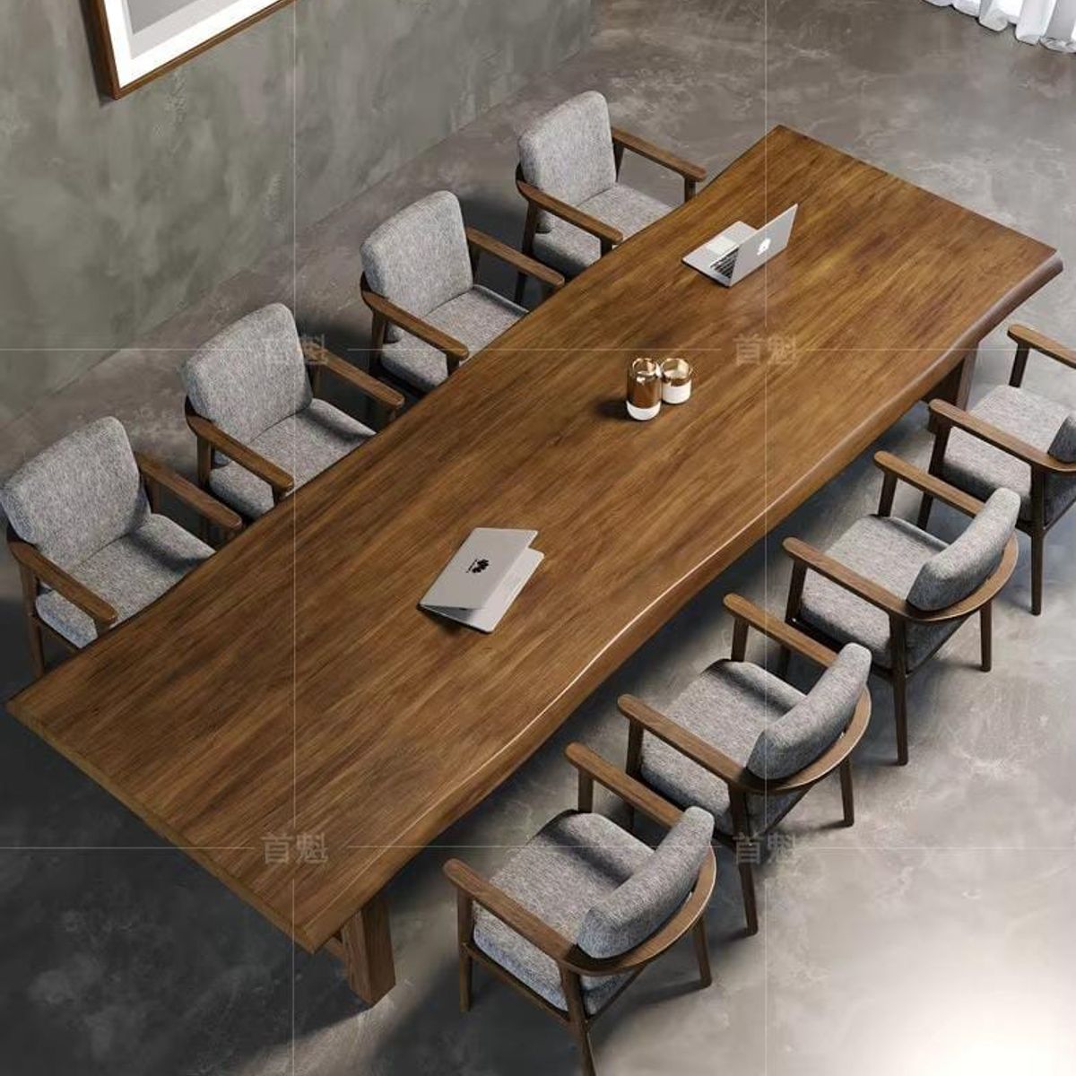 DMUEBLES - DM MESA CONFERENCIA PRIMU 300 CM + SILLONES - GRIS