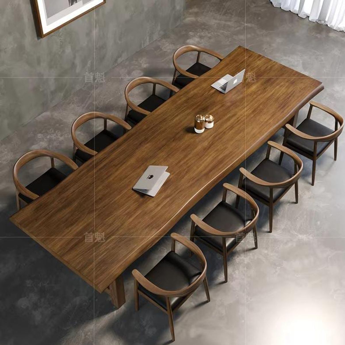 DMUEBLES - DM MESA CONFERENCIA PRIMU 300 CM + SILLONES - NEGRO