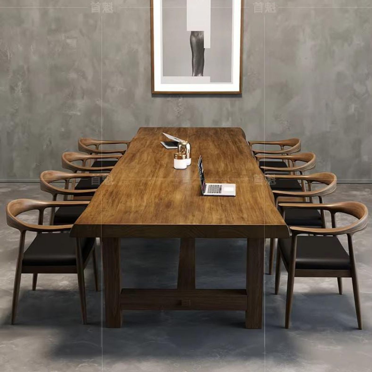 DMUEBLES - DM MESA CONFERENCIA PRIMU 300 CM + SILLONES - NEGRO