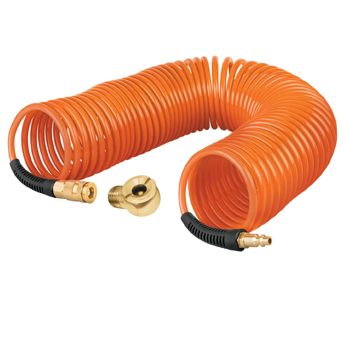 Truper - Manguera 15m tipo resorte + Cabeza infladora macho cuerda 14