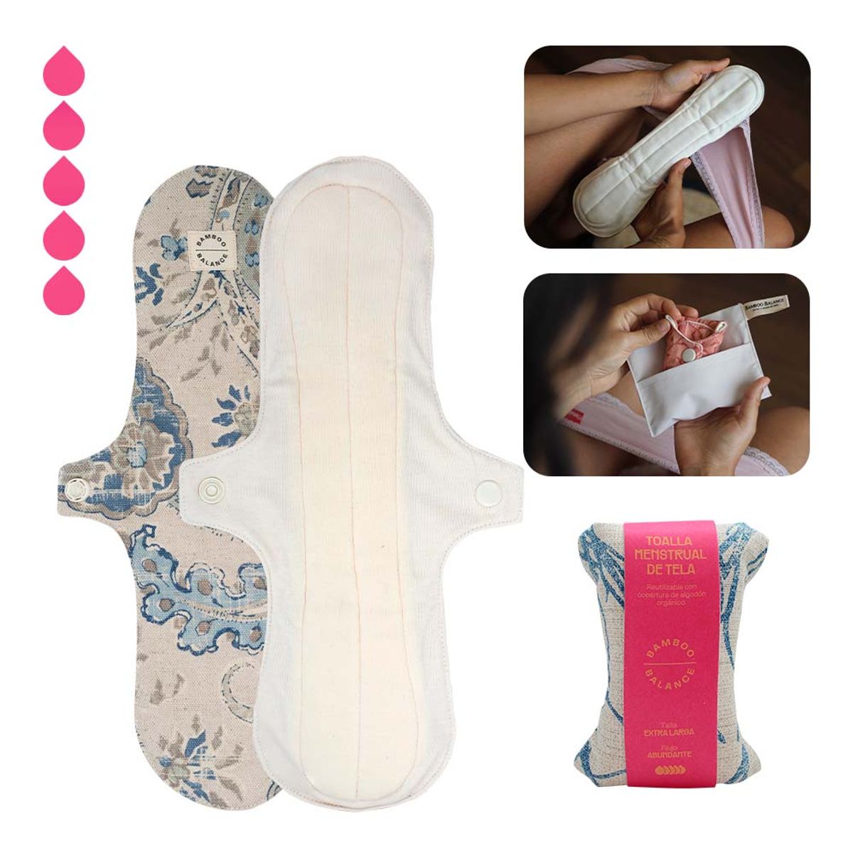 BAMBOO BALANCE - Toalla Higiénica Femenina de Tela - Unidad - XL - Natural