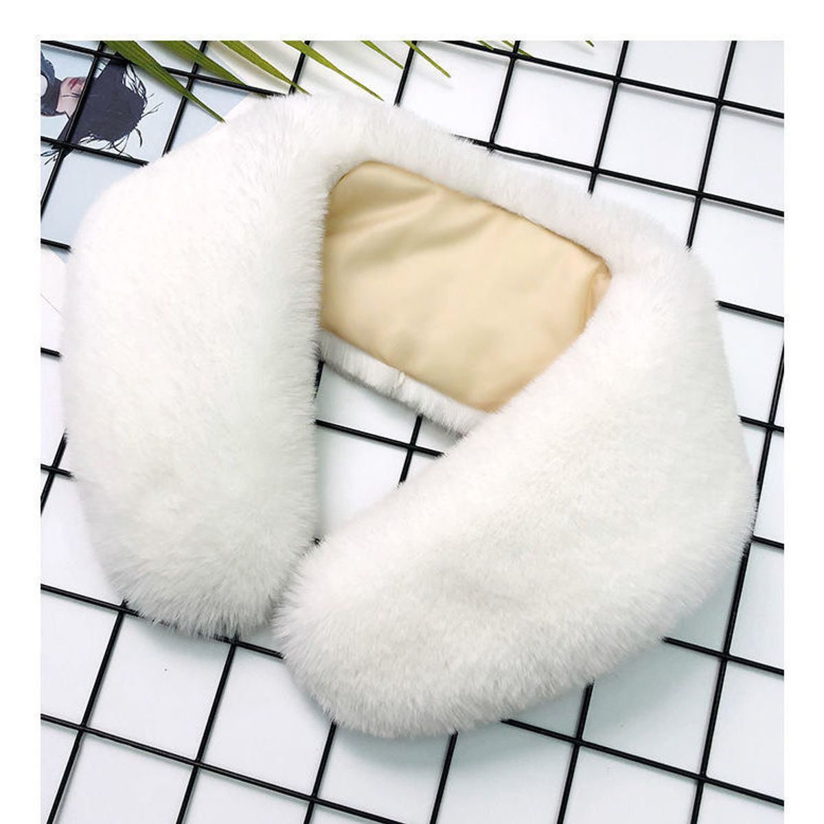 KAST PE - Cuello de Felpa para Mujer - calentador de cuello blanco