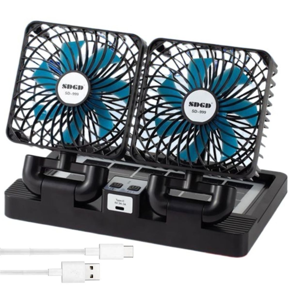 OEM - Ventilador Solar Doble Cabezal 360° Carro Auto 12V 24V NO999