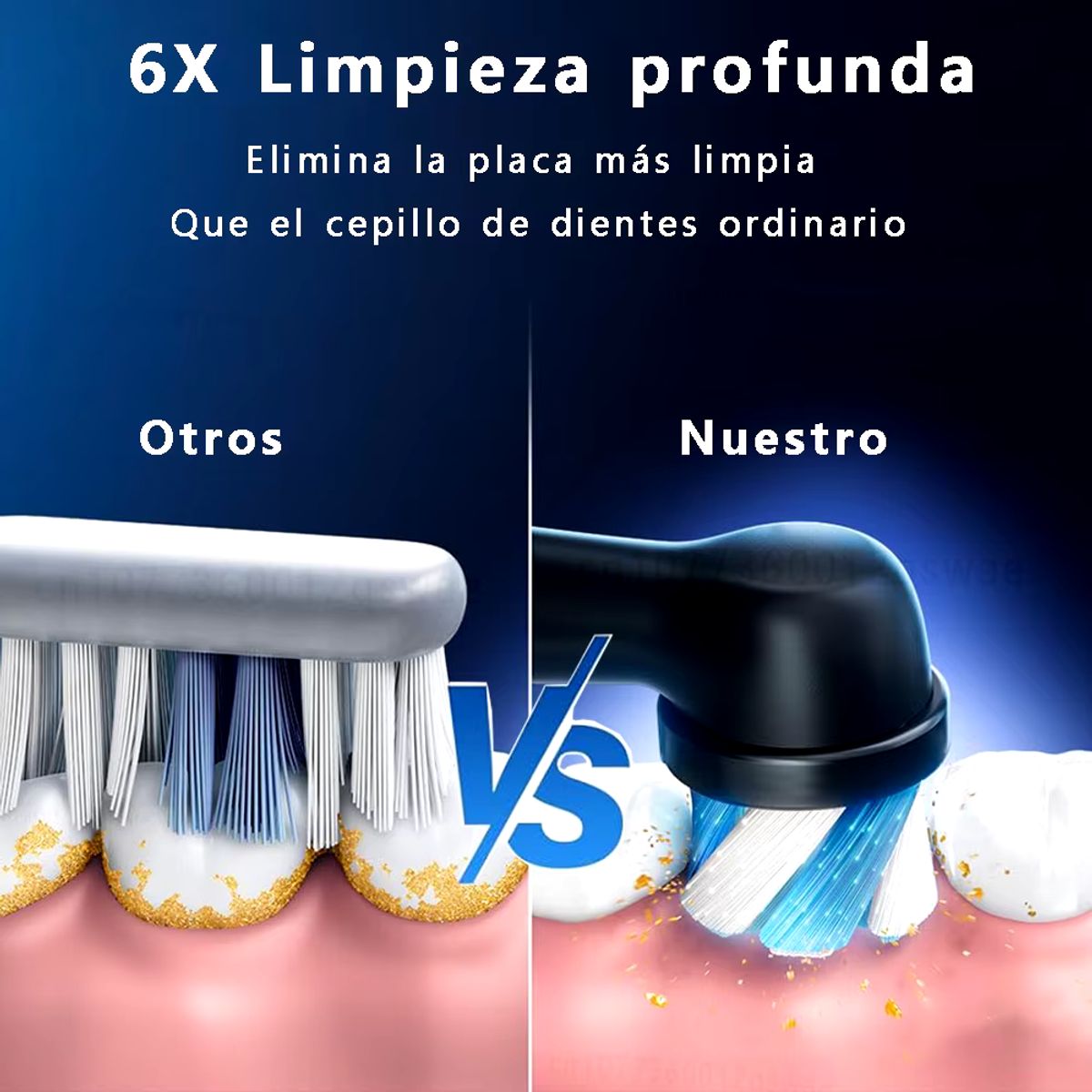 GENERICO - Cepillo de Dientes Eléctrico Giratorio Recargable Negro