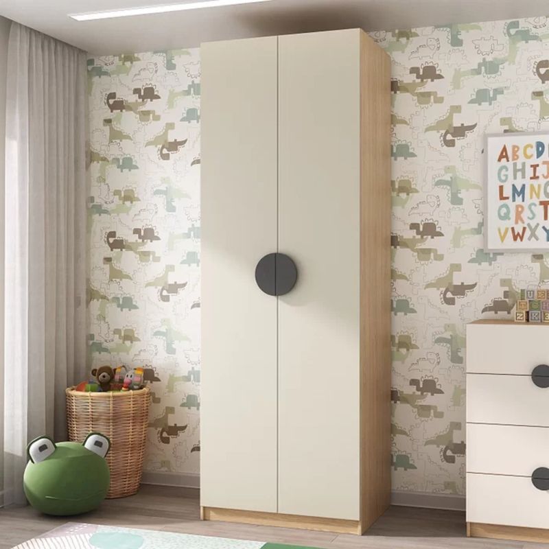GENERICO - Ropero Moderno Narusena Blanco y Marrón 80cm R&R MUEBLES