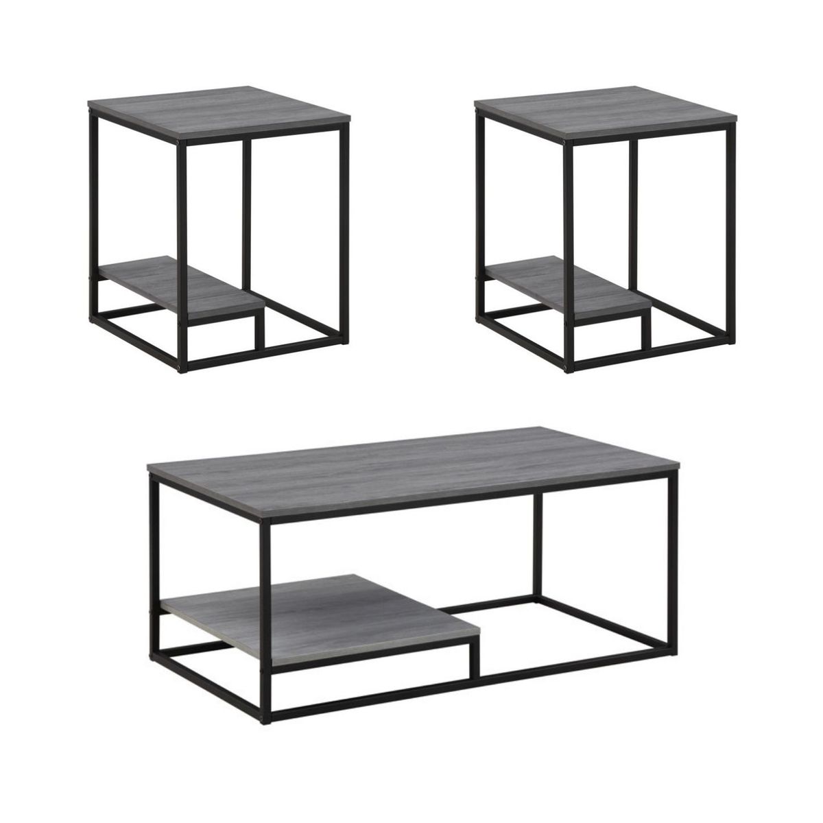 GENERICO - Combo Batons: 1 Mesa Centro + 2 Mesas Auxiliares Roble Gr Coricha Home