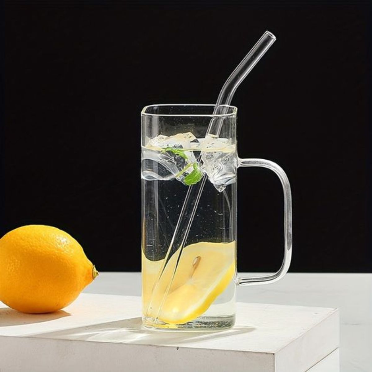 GENERICO - VASO DOBLE AESTHETIC CUADRADO TAPA DE BAMBÚ