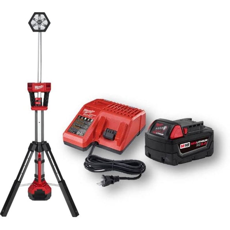 MILWAUKEE - Torre de iluminacion M18™ rocket™con 1 bateria 5ah y cargador 2130-159