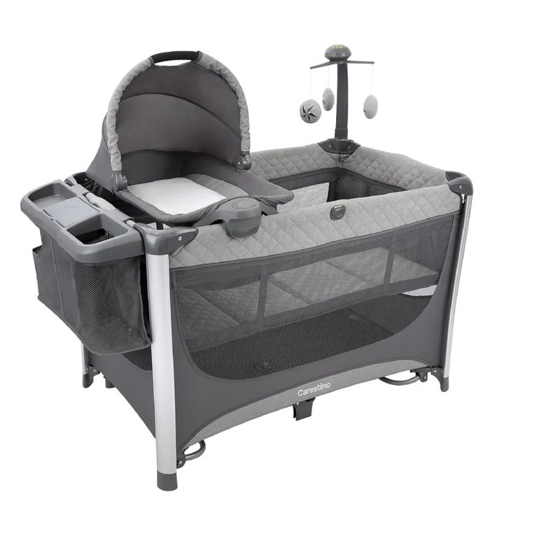CARESTINO - Cuna Corral Valencia Gris Cambiador Con Móvil