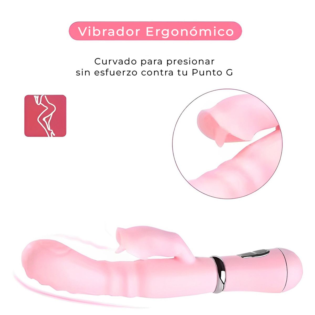 GENERICO - Dildo Vibrador Rosa con estimulador de clitoris