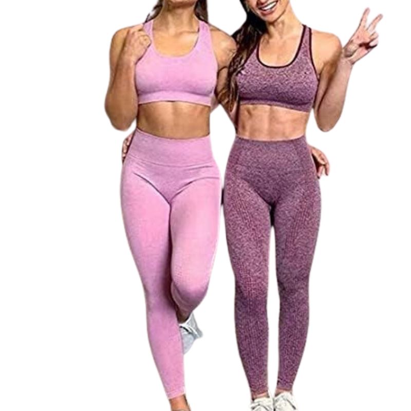 GENERICO - ROPA CONJUNTO LEGGINS Y TOP DEPORTIVO PARA DAMAS ROSADO
