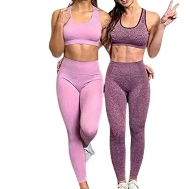 GENERICO - ROPA CONJUNTO LEGGINS Y TOP DEPORTIVO PARA DAMAS MELON