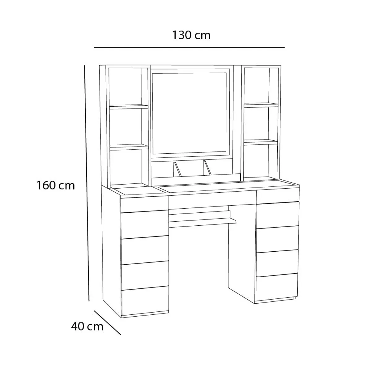 BH BARAKA HOME PREMIUM - Tocador Joyero Eliot con Espejo + puff