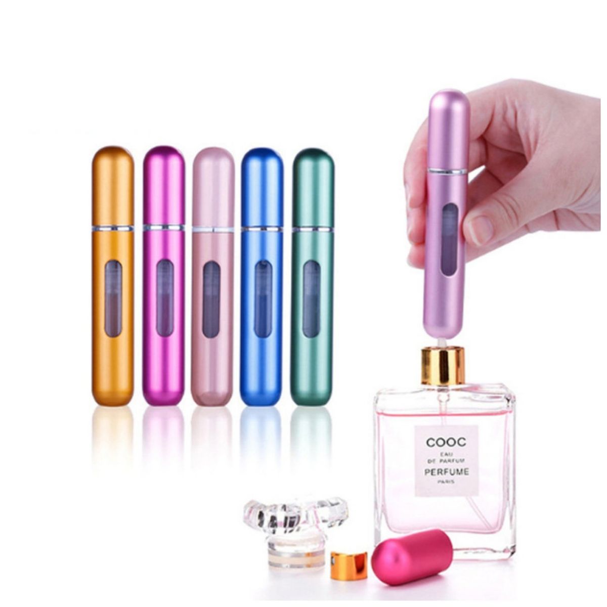 GENERICO - Atomizador de perfume pack 5 UND recargable brillante