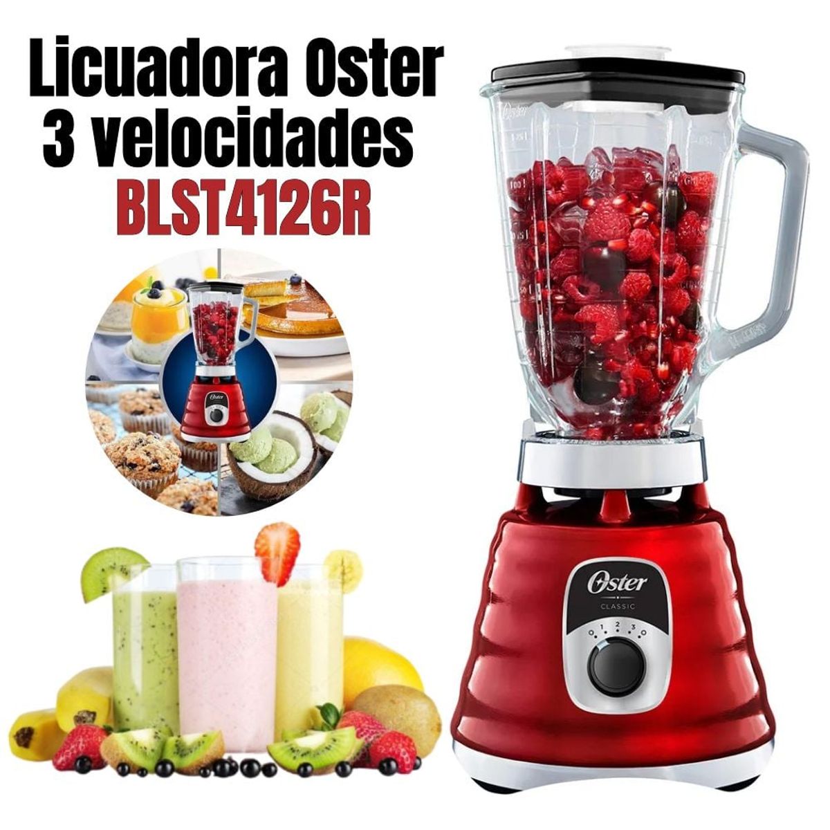 OSTER - Licuadora Clásica Oster de 3 velocidades BLST4655R - ROJO