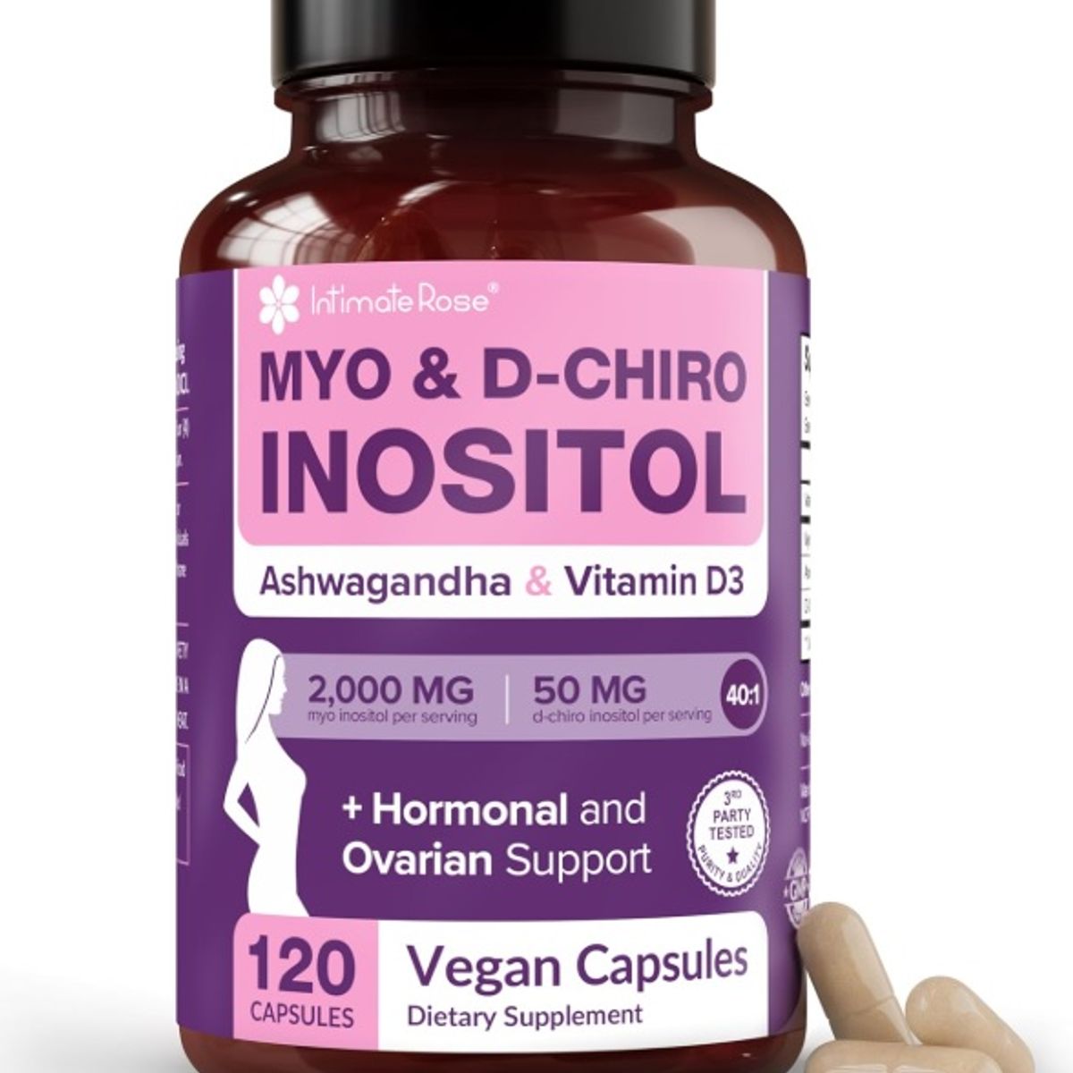 INTIMATE ROSE - Myo & D-chiro Inositol + Ashwagandha y Vit D 120 Cap - Intimate Rose