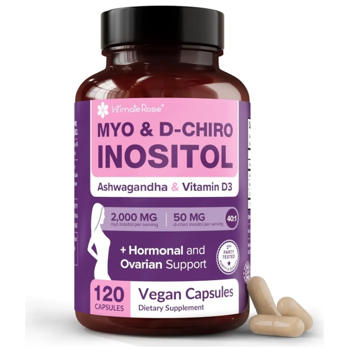 INTIMATE ROSE - Myo & D-chiro Inositol + Ashwagandha y Vit D 120 Cap - Intimate Rose