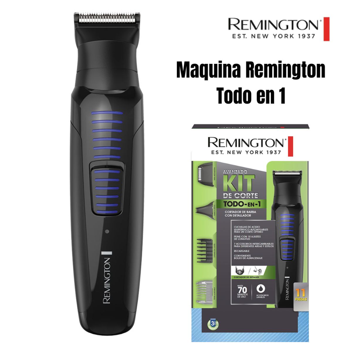 REMINGTON - Maquina Cortadora de Barba Remington con Detallador Kit Todo en 1