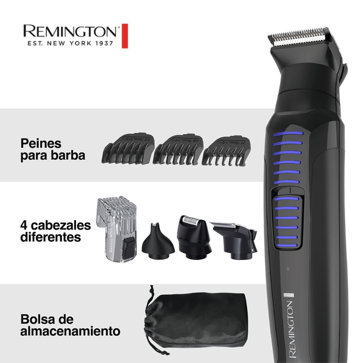 REMINGTON - Maquina Cortadora de Barba Remington con Detallador Kit Todo en 1