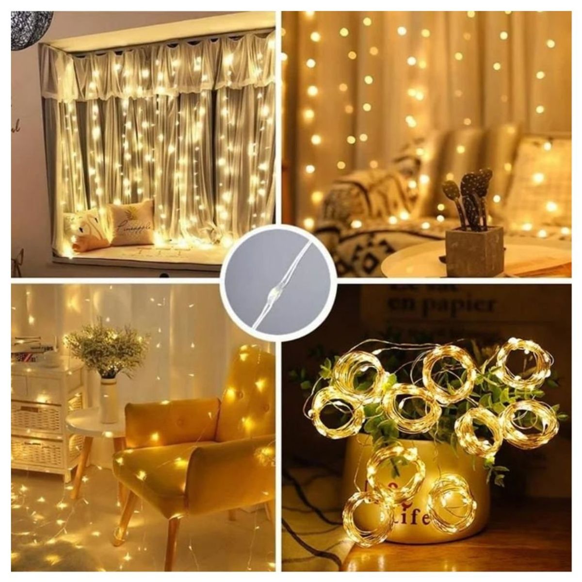 GENERICO - Cortinas de Luces Navideñas Ambar 3x3m con Control