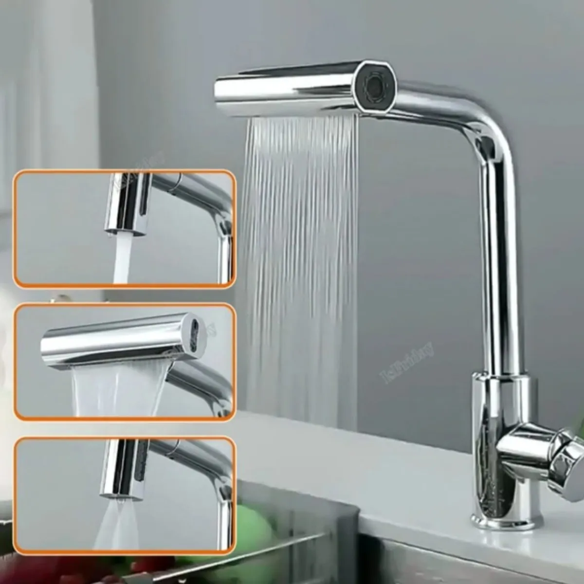 GENERICO - Grifo Cocina al mueble 4 en 1 Rotación 360° Acero Cromado Brillante