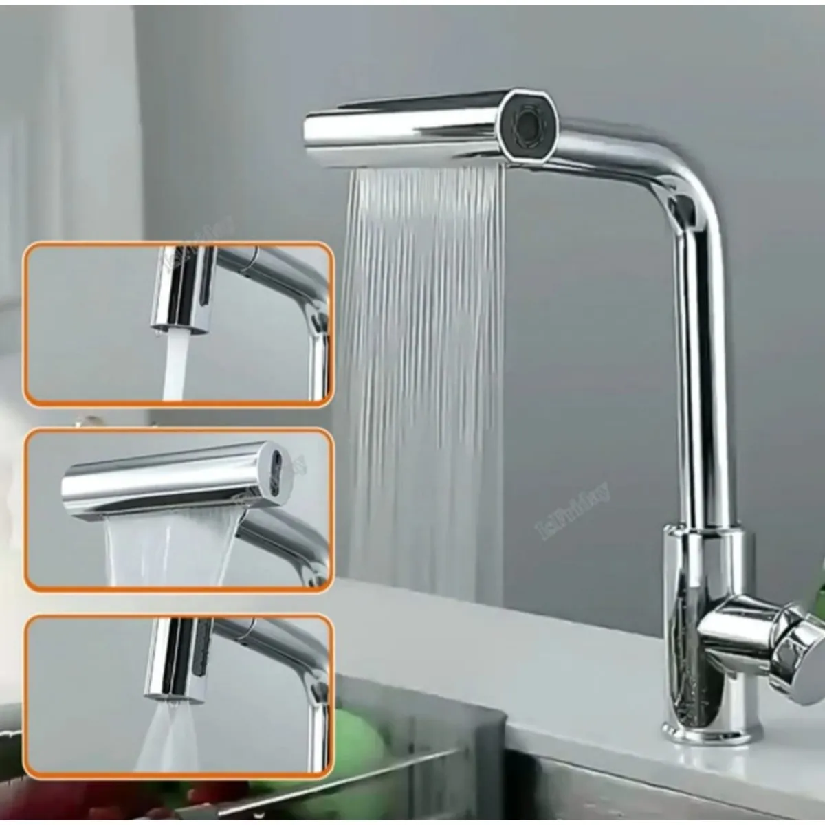 GENERICO - Grifo Cocina al mueble 4 en 1 Rotación 360° Acero Cromado Brillante