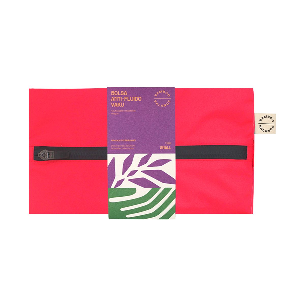 BAMBOO BALANCE - Bolsa Antifluido YAKU - Talla S - Fresa con Cierre Azul Marino