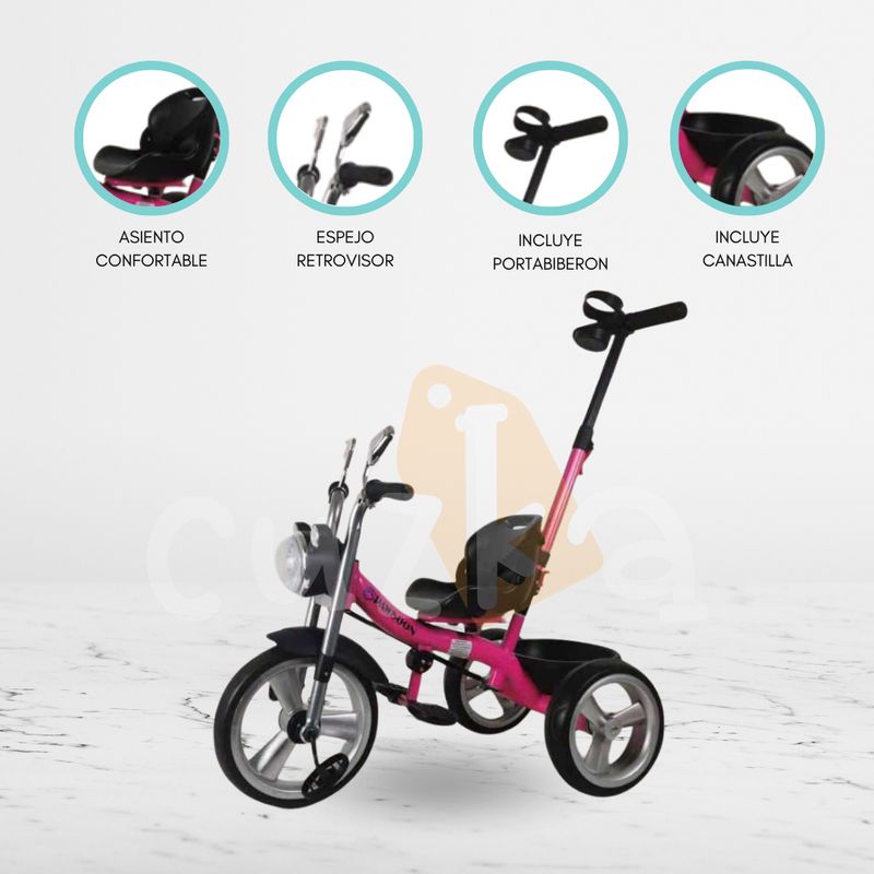 CUZKA - Triciclo Guiador para Niños «PAWSOON» Pink