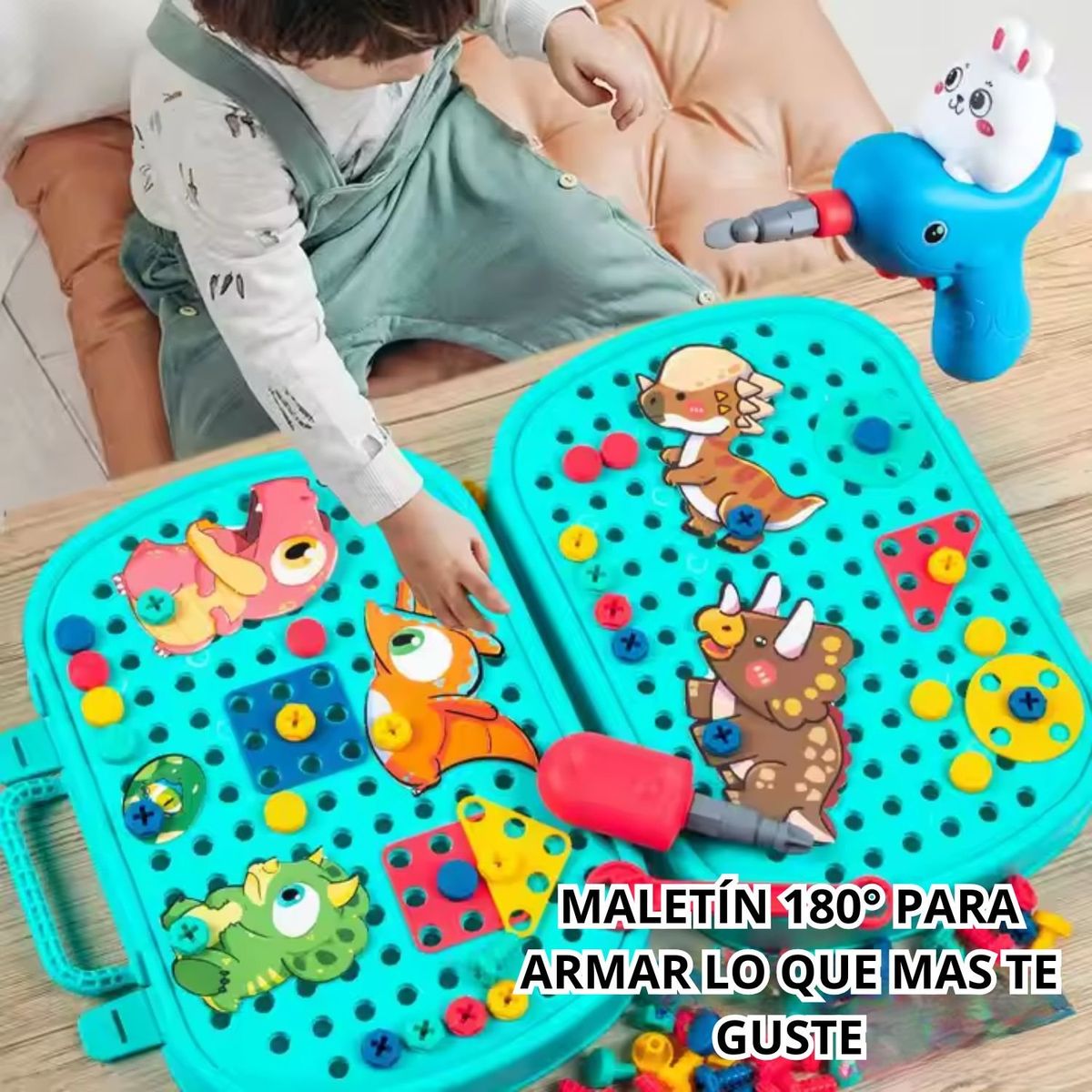GENERICO - Set Didáctico de Contruccion Infantil Mosaico 3D 362 Piezas Dinosaurio