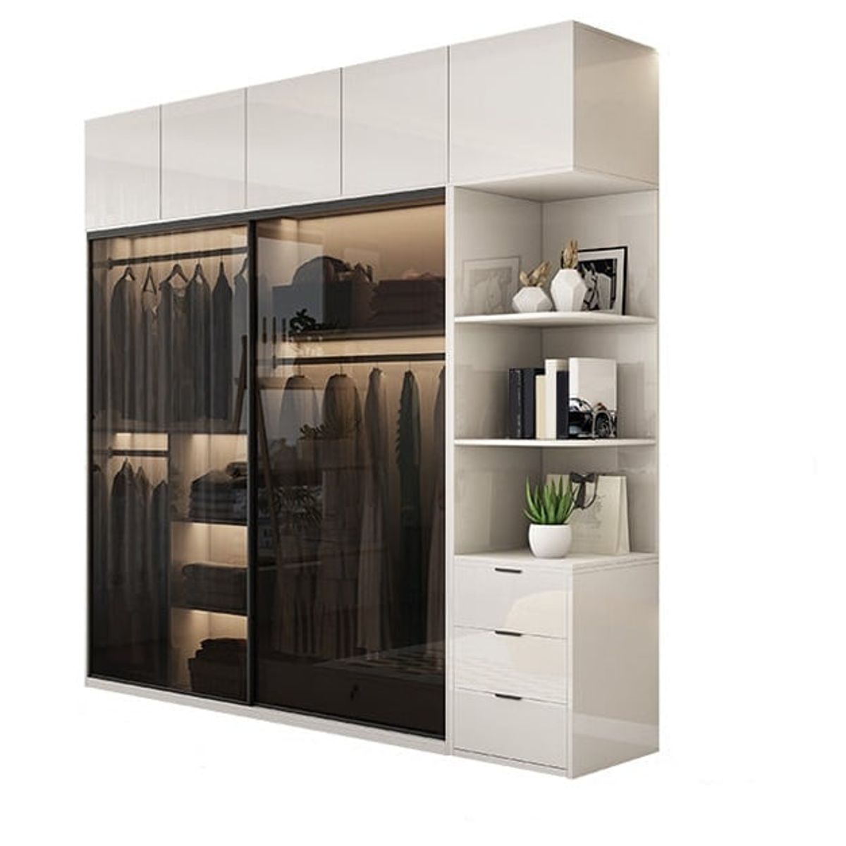 GENERICO - Ropero Melamina Arizona 4 Piezas - Blanco