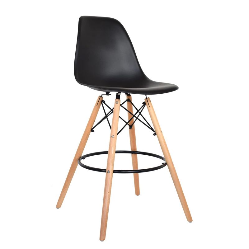OFIDEAS - Silla Para Bar Fija Eames Con Espaldar Color Negro Ofideas