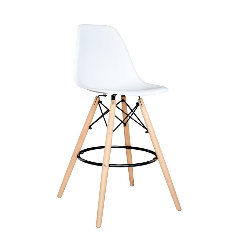 OFIDEAS - Silla Para Bar Fija Eames Con Espaldar Color Blanco Ofideas