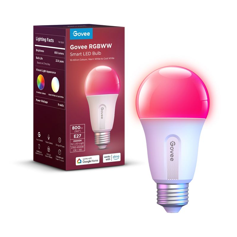 GOVEE - Foco Inteligente Govee Rgbww 800 Lúmenes Alexa Y Google