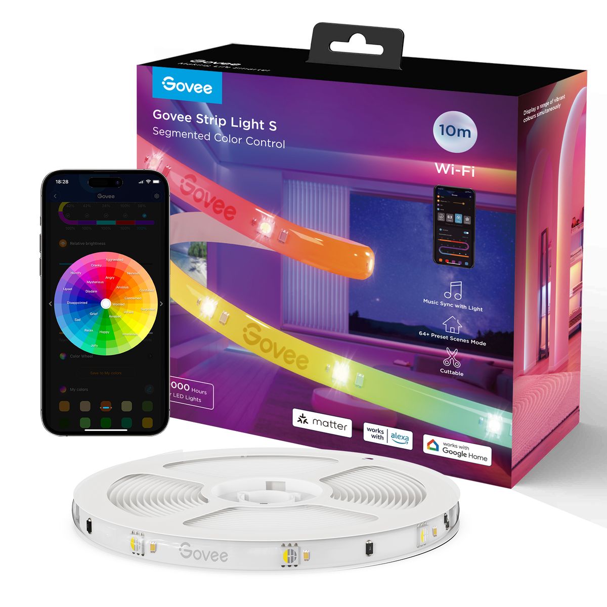 GOVEE - Tira de Luces Led Govee RGBICW 10 Metros Wifi + Bluetooth + Matter