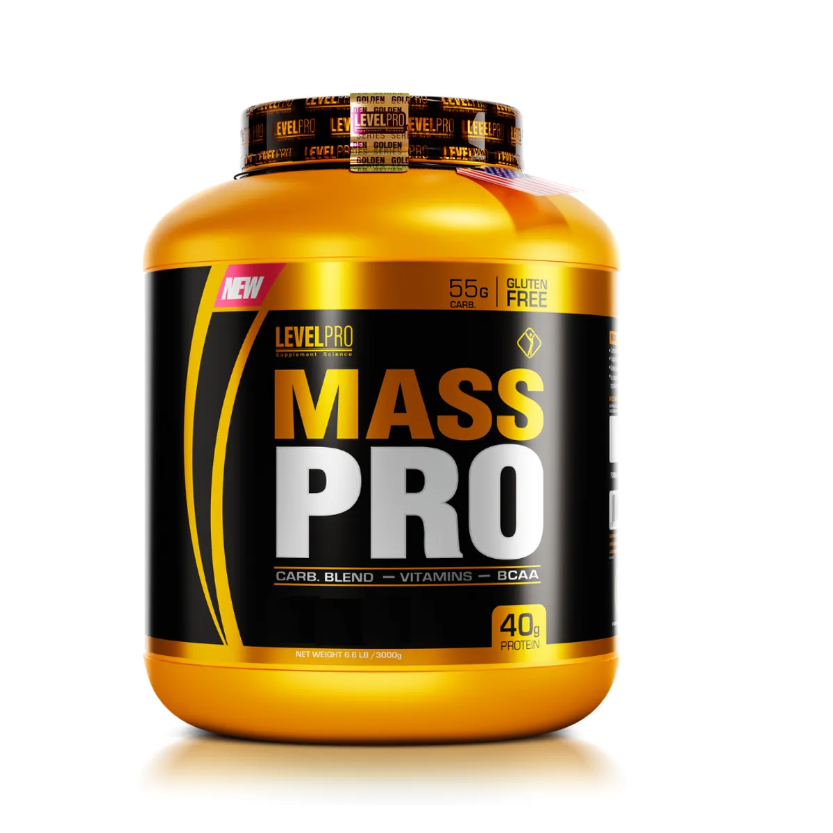 LEVEL PRO - Mass Pro 3 kg Rich Chocolate + Shaker + portaproteina